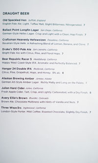 The Bellwether Draught Beer List