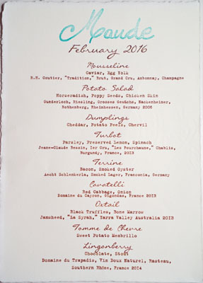 Maude Menu: Potato, February 2016