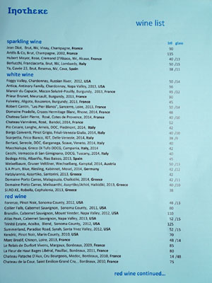 Inotheke Wine List