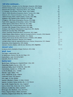 Inotheke Wine List & Beer List