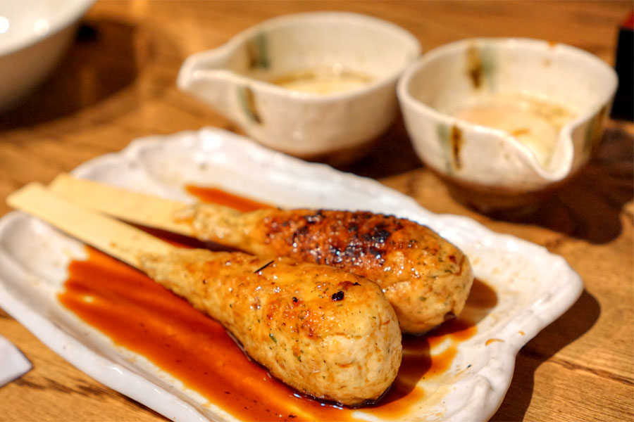 Tsukune-Grilled Ground Asajime Chicken + Onsen Tamago
