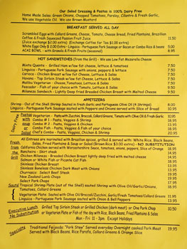 Cafe Brasil Menu: Breakfast / Appetizers / Pastas / Grill / Executive Lunch / Specialty