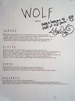 Wolf Menu