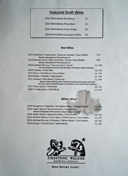 Firestone Walker Propagator Wine List