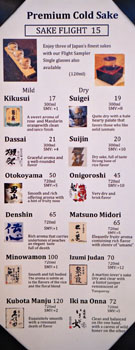 Sushi Noguchi Menu: Sake List