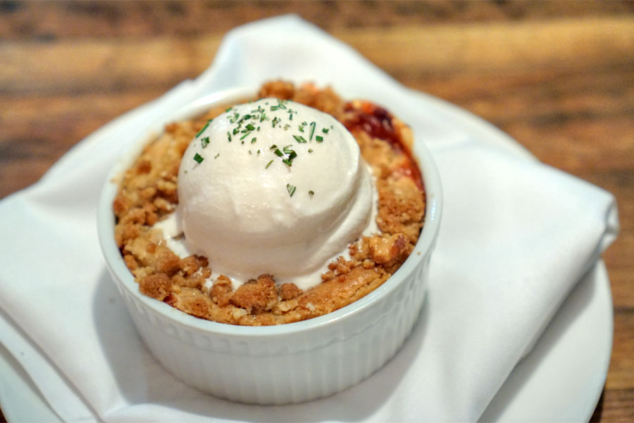 WARM STRAWBERRY & RHUBARB COBBLER