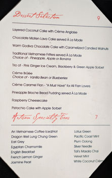 Crustacean Dessert Menu