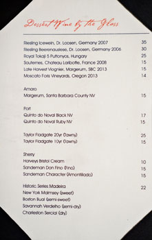 Crustacean Dessert Wine List