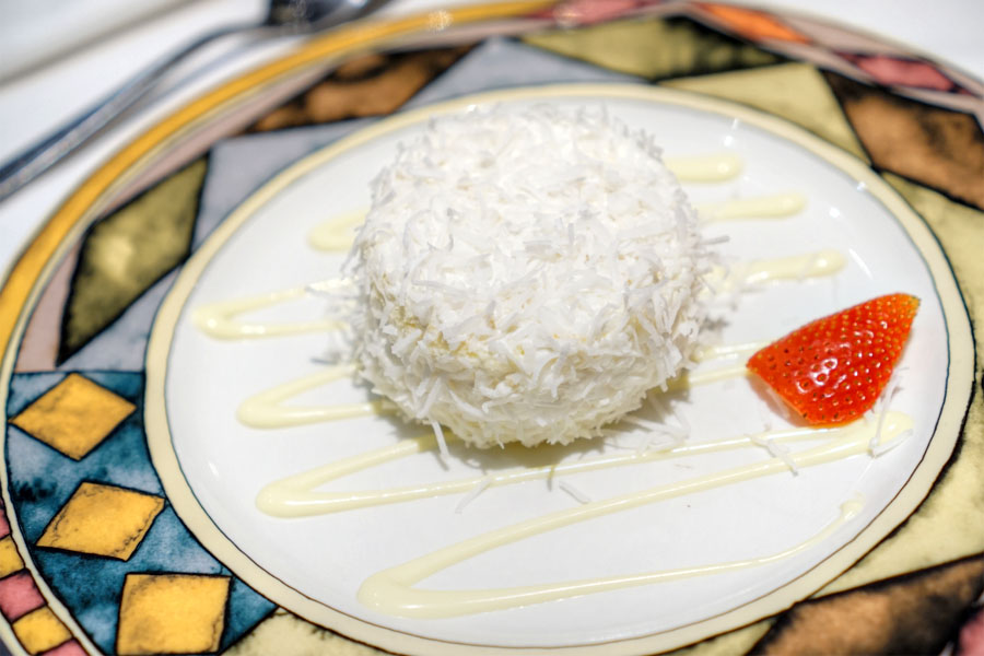 Layered Coconut Cake with Crème Anglaise