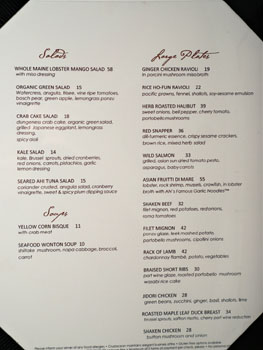 Crustacean Menu: Salads / Soups / Large Plates