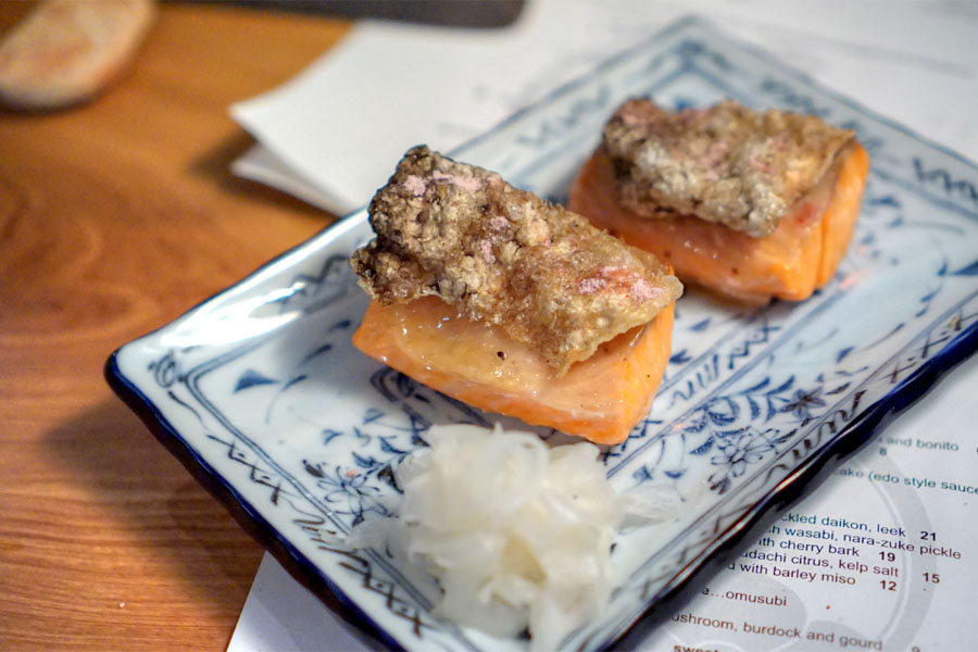 salmon trout smoked with cherry bark