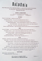 Baldoria Menu