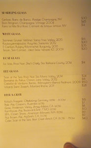 Gwen Wines by the Glass List