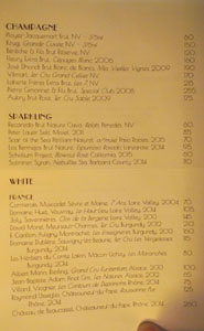 Gwen Wine List: Champagne / Sparkling / White (France)
