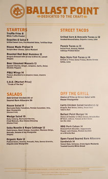 Ballast Point Long Beach Menu