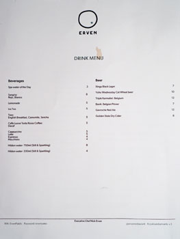 Erven Beverage & Beer List