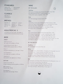 Winsome Beer & Wine List