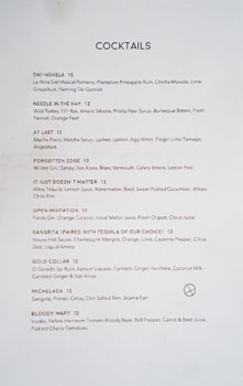 Winsome Cocktail List