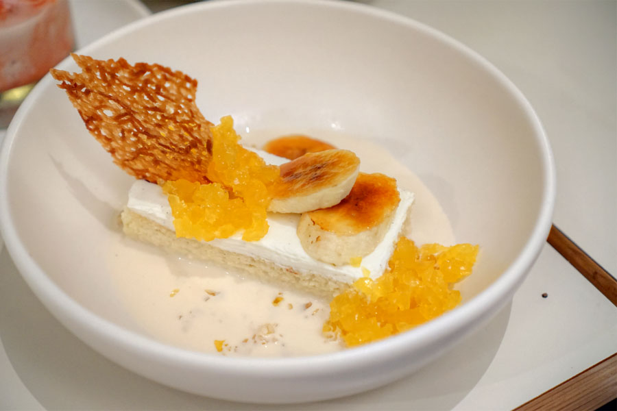 Banana Rum Tres Leches, Passion Fruit Gelée, Brûléed Banana