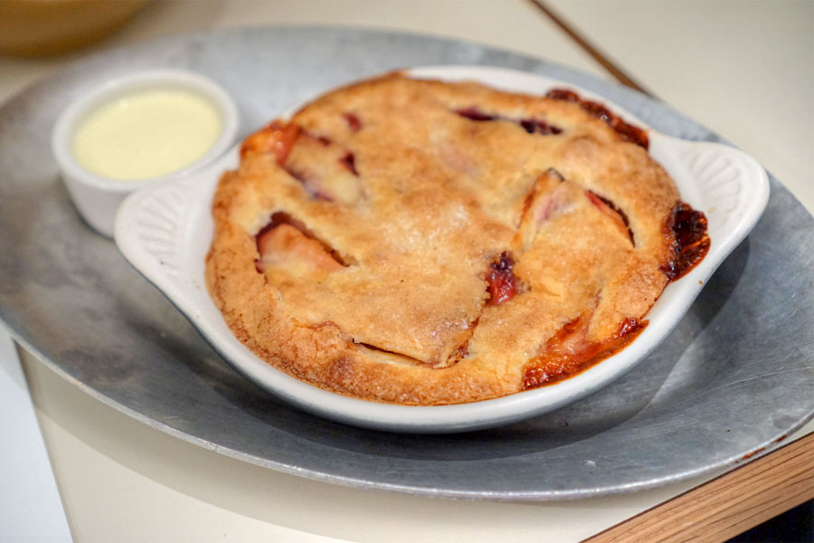 Tenerelli Orchards Peach Cobbler with Lemon Verbena Anglaise