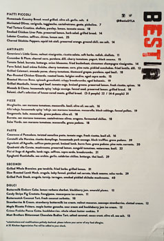 Bestia Menu