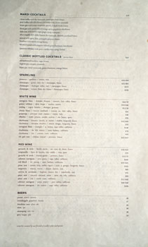 Mardi Cocktail, Wine & Beer List