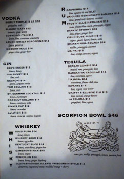 Son of a Gun Cocktail List