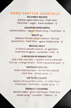 Border Cocktail List