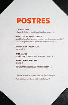 Border Grill Dessert Menu