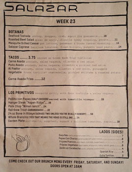 Salazar Menu