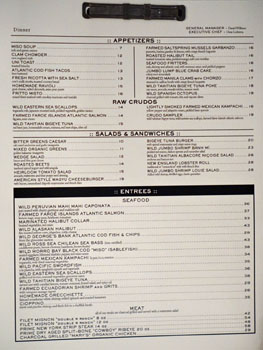 Water Grill Menu: Appetizers, Salads & Sandwiches, Entrees