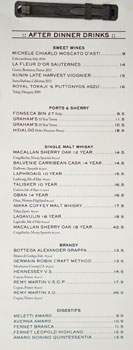 Water Grill After Dinner Drinks List