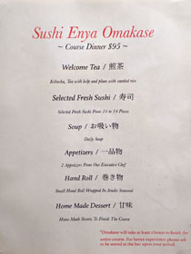 Sushi Enya Menu: Omakase