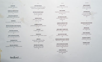 Redbird Menu