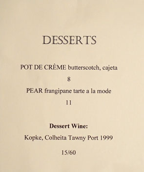 Lost at Sea Dessert Menu