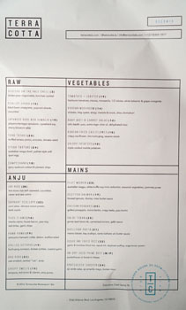 Terra Cotta Menu