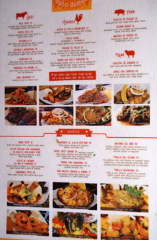 Moros Cuban Restaurant Menu: main dishes / seafood