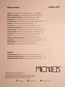 Michael's Menu