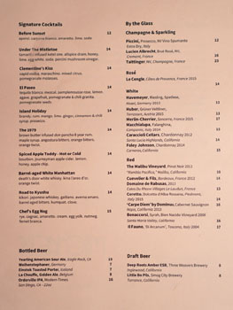 Michael's Cocktail List / Beer List / Wines by the Glass