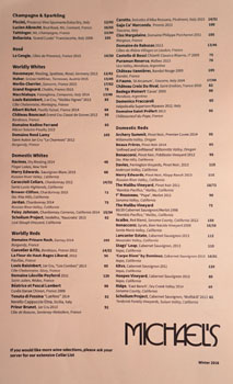 Michael's Wine List