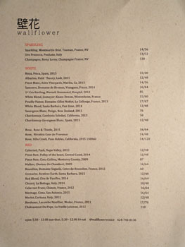 Wallflower Wine List