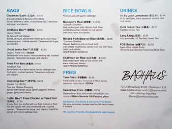 Baohaus Menu