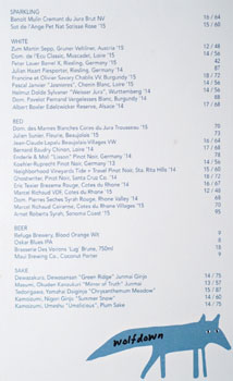 Wolfdown Beverage List