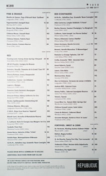 Republique Wine List: Pink & Orange, Red