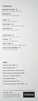 Republique Cocktail List