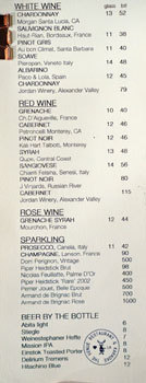 The Venue Wine & Beer List