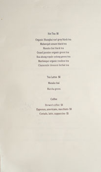 Manuela Tea & Coffee List