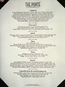 The Ponte Menu