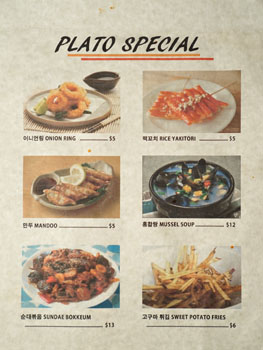 Plato Specials Menu