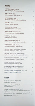 Kali Beer & Cider List